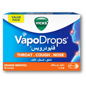 VICKS VAPODROPS ORANGE MENTHOL 36 LOZENGES